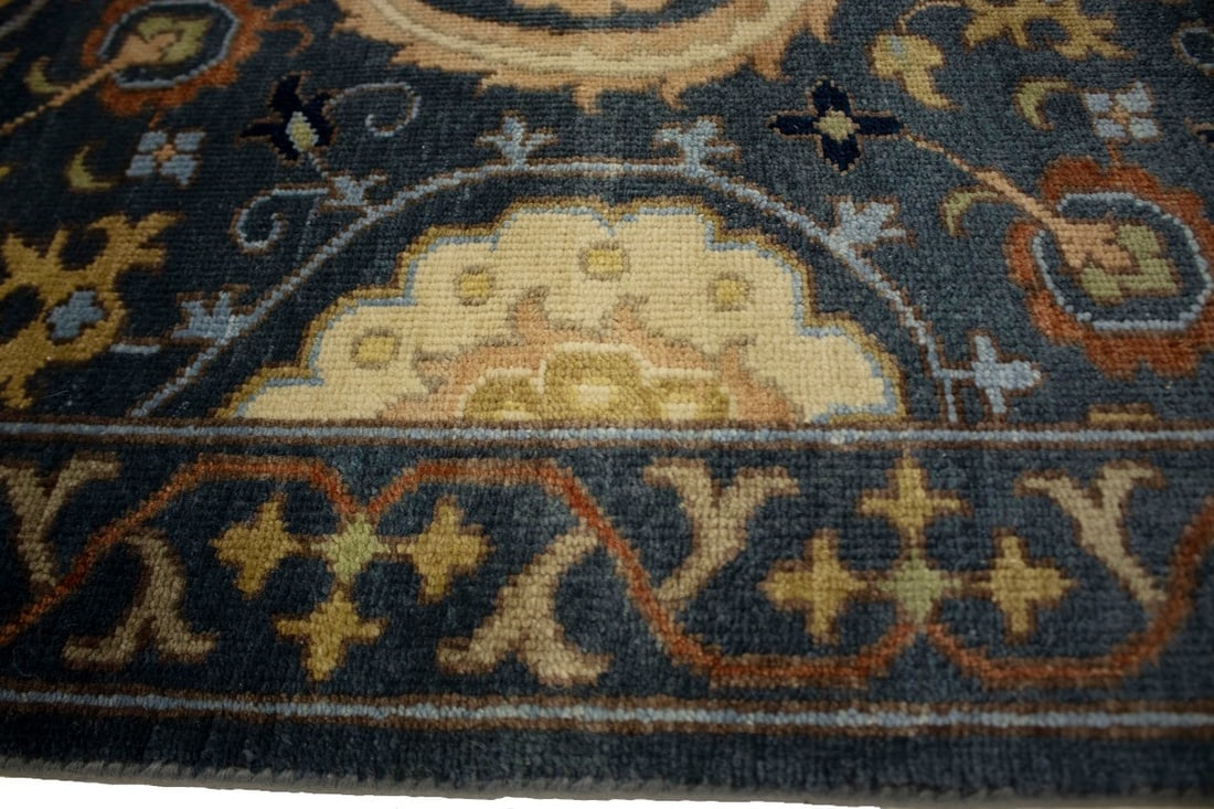 Dark Slate Floral 9X12 Osh Chobi Peshawar Oriental Rug - 10