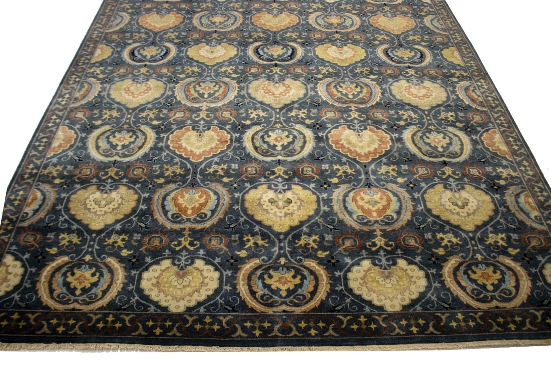 Dark Slate Floral 9X12 Osh Chobi Peshawar Oriental Rug - 3