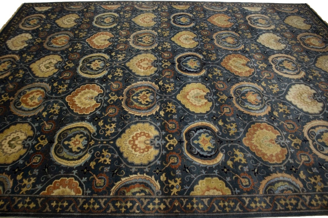 Dark Slate Floral 9X12 Osh Chobi Peshawar Oriental Rug - 5