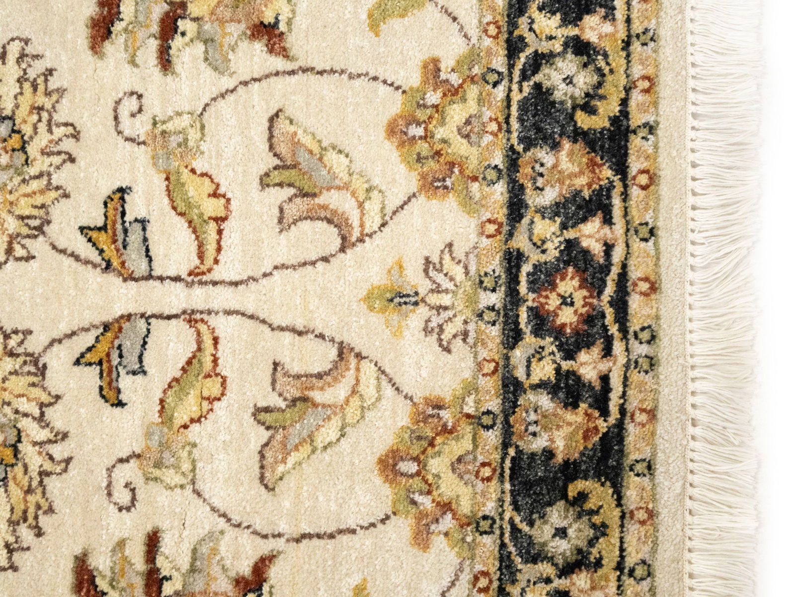 Cream Floral Classic 3X10 Agra Jaipur Oriental Runner Rug - 10