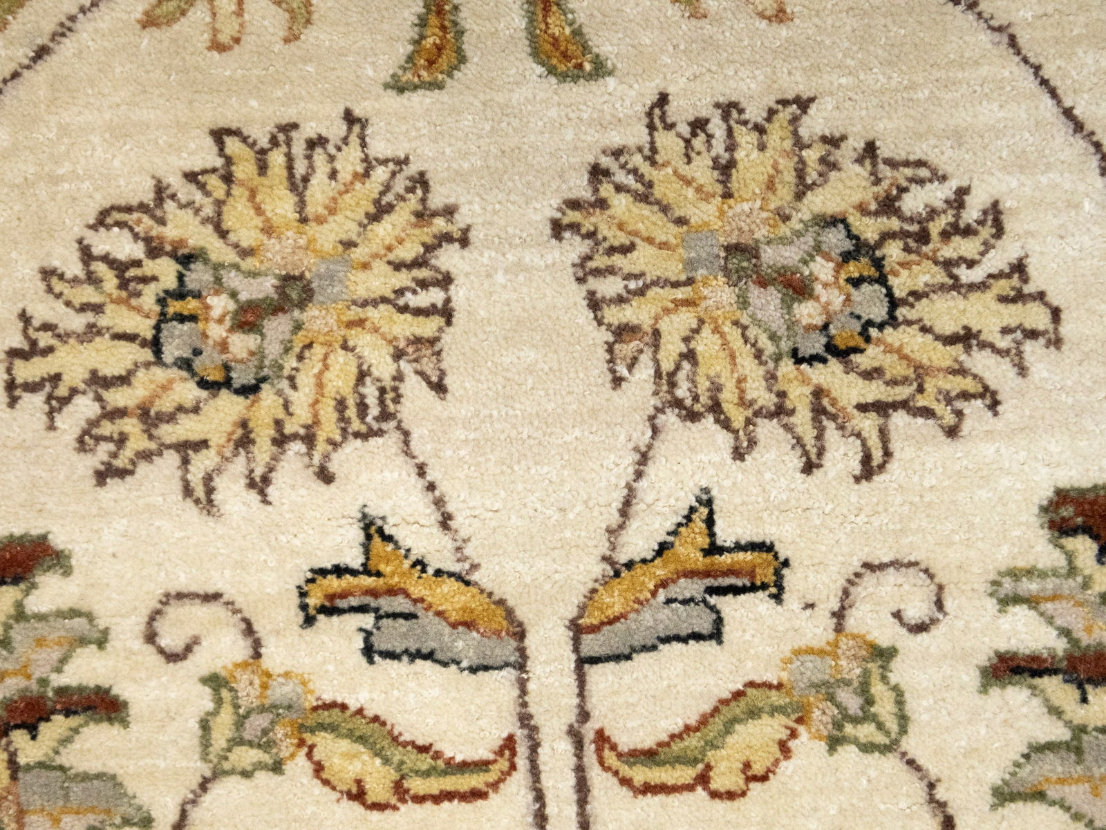Cream Floral Classic 3X10 Agra Jaipur Oriental Runner Rug - 13