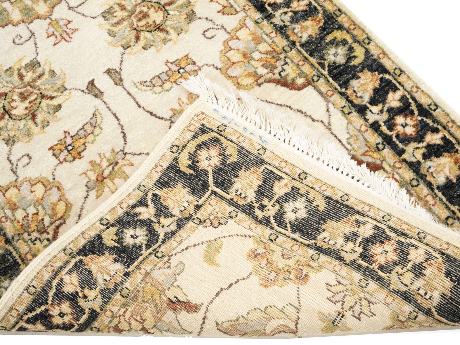 Cream Floral Classic 3X10 Agra Jaipur Oriental Runner Rug - 15