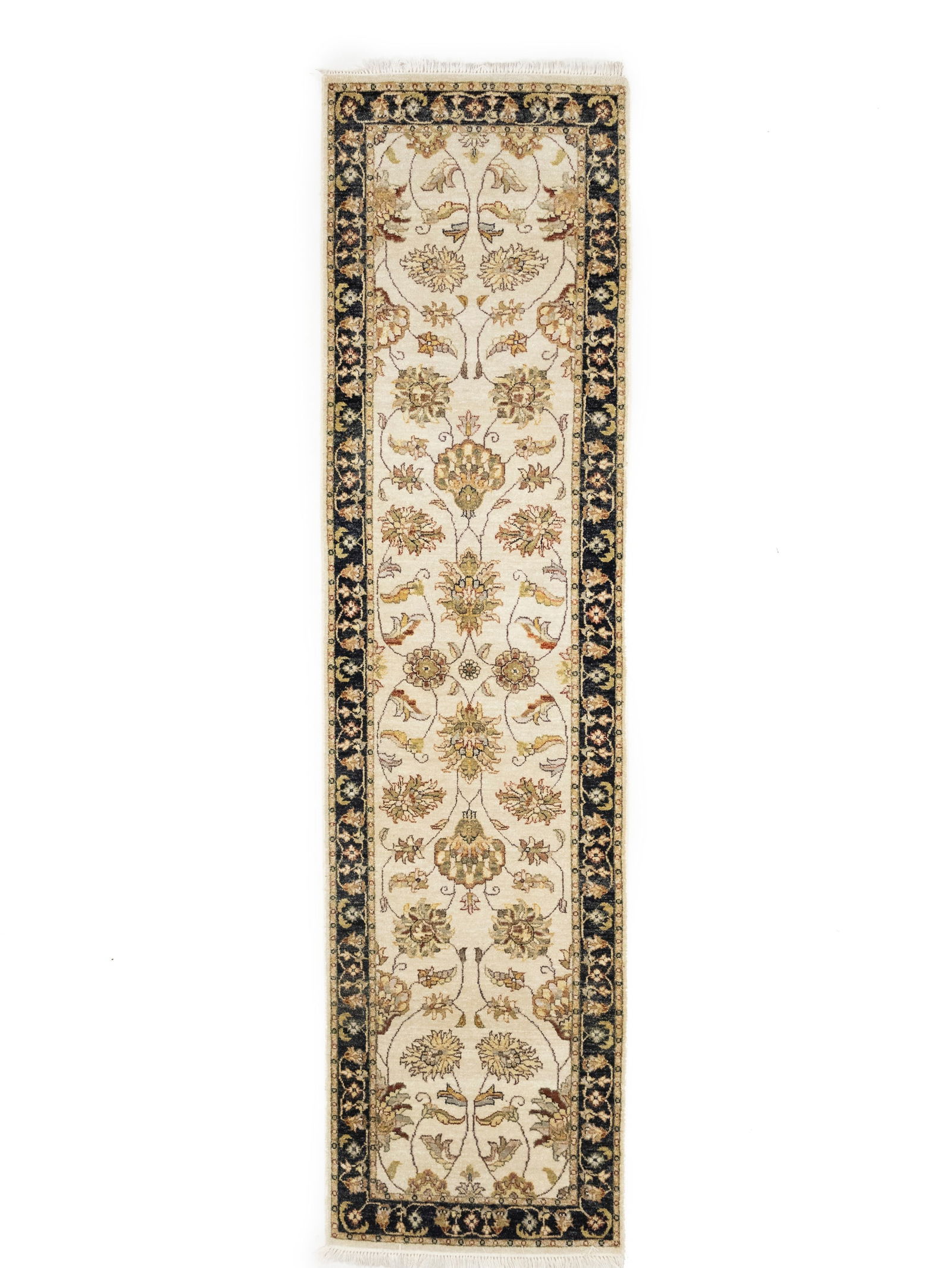 Cream Floral Classic 3X10 Agra Jaipur Oriental Runner Rug (1 of 15)