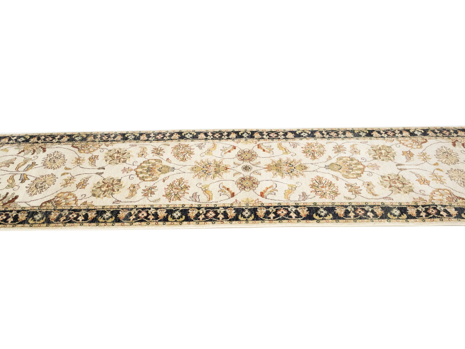 Cream Floral Classic 3X10 Agra Jaipur Oriental Runner Rug - 7
