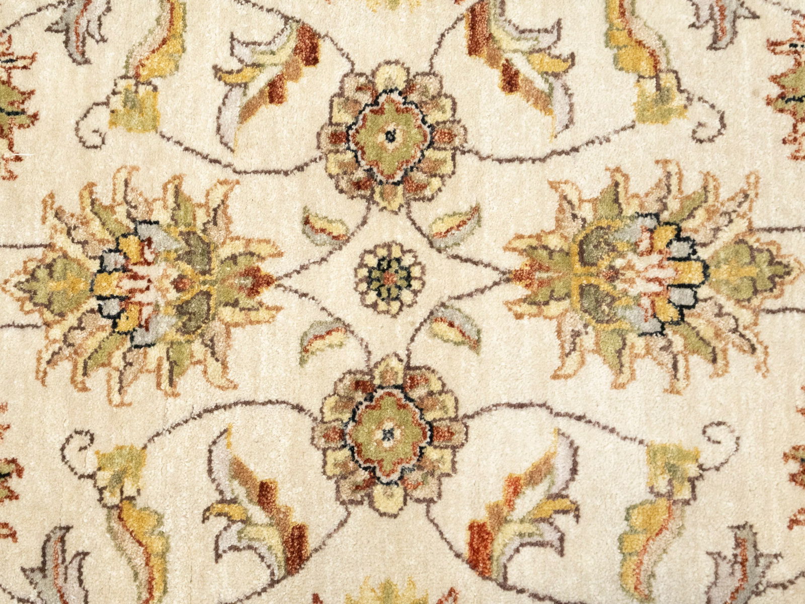 Cream Floral Classic 3X10 Agra Jaipur Oriental Runner Rug - 8