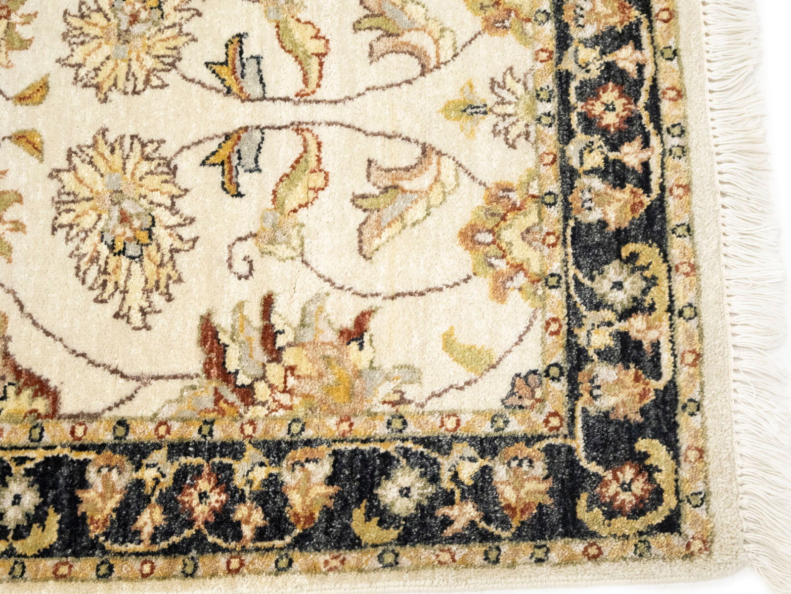 Cream Floral Classic 3X10 Agra Jaipur Oriental Runner Rug - 9