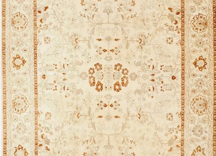 Hand Knotted Indo-Tabriz Ivory Wool New Oriental Rug Carpet 10' x 14'5" - 3