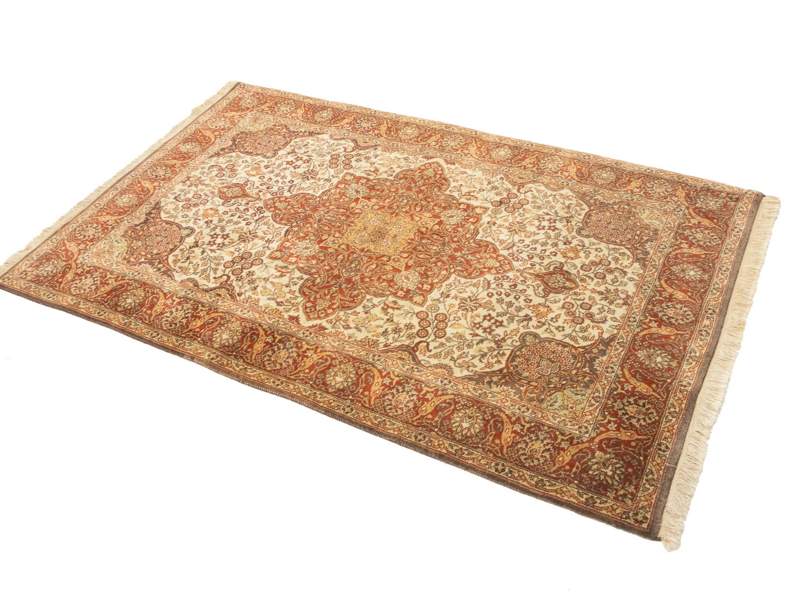 Cream Floral Classic 4X6 Agra Jaipur Oriental Rug - 4