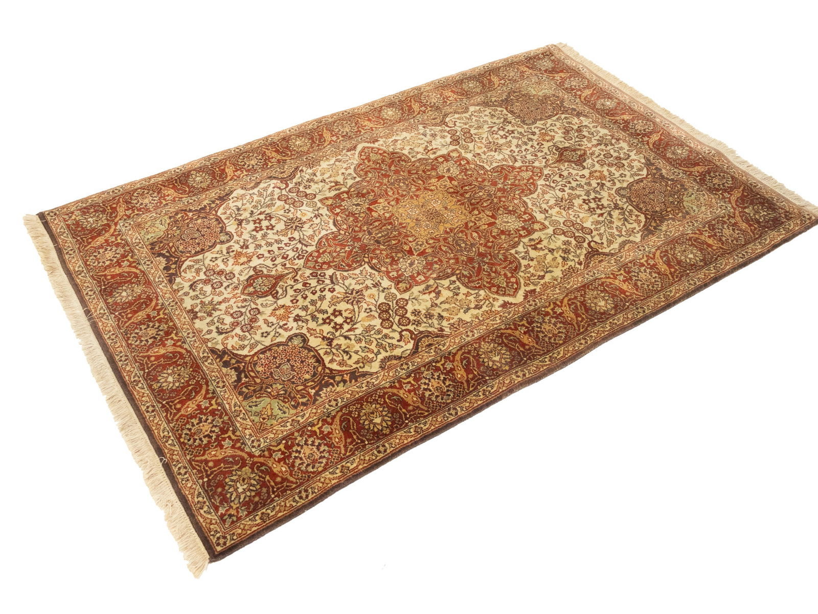 Cream Floral Classic 4X6 Agra Jaipur Oriental Rug - 5