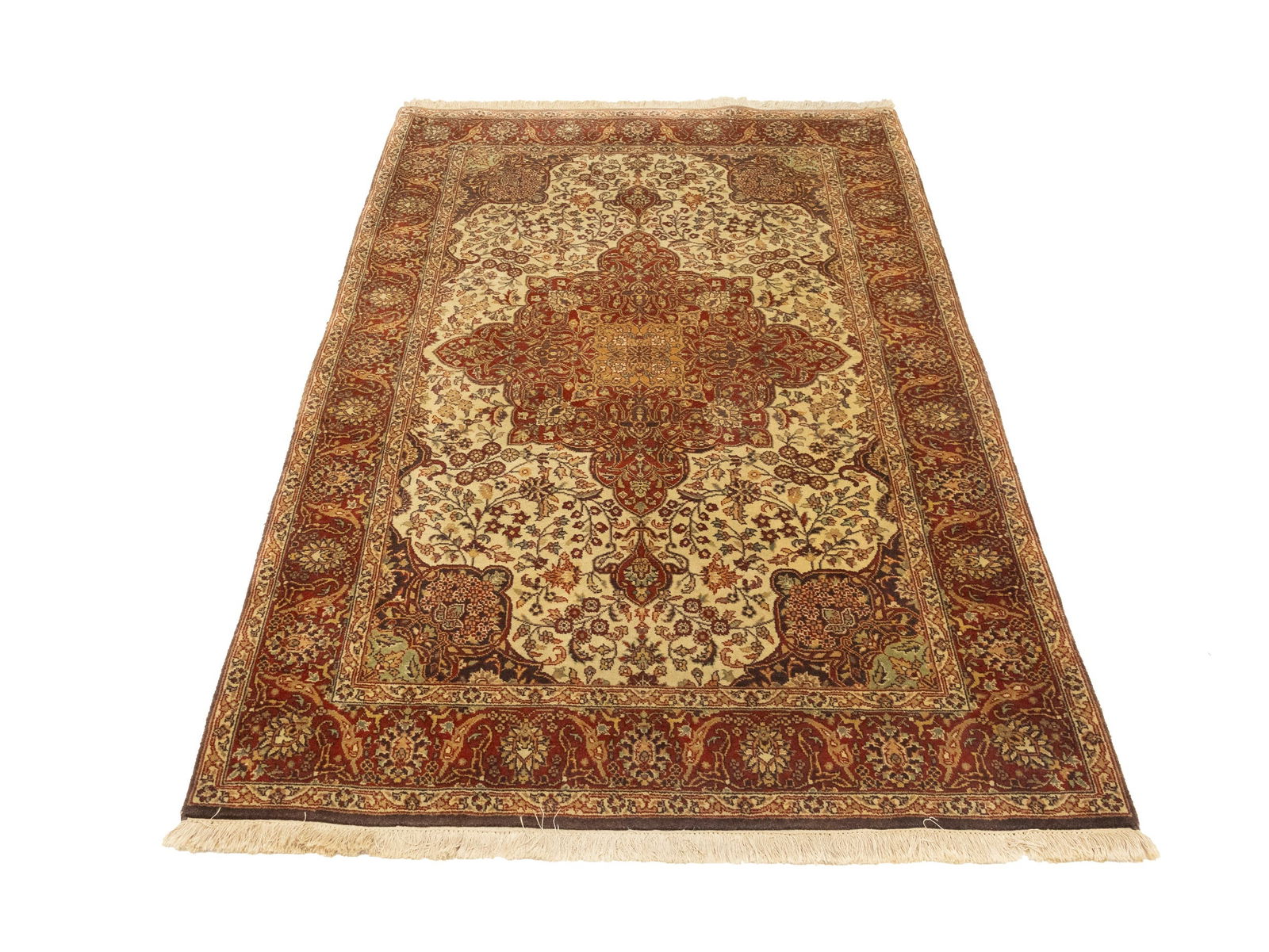 Cream Floral Classic 4X6 Agra Jaipur Oriental Rug - 6