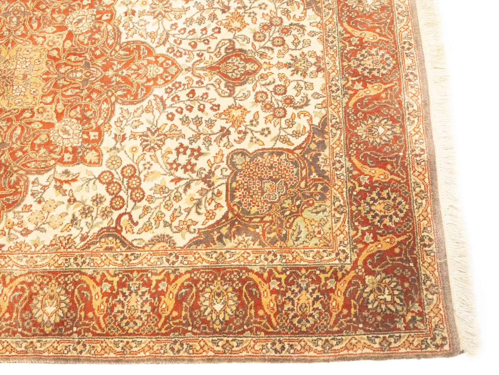 Cream Floral Classic 4X6 Agra Jaipur Oriental Rug - 9