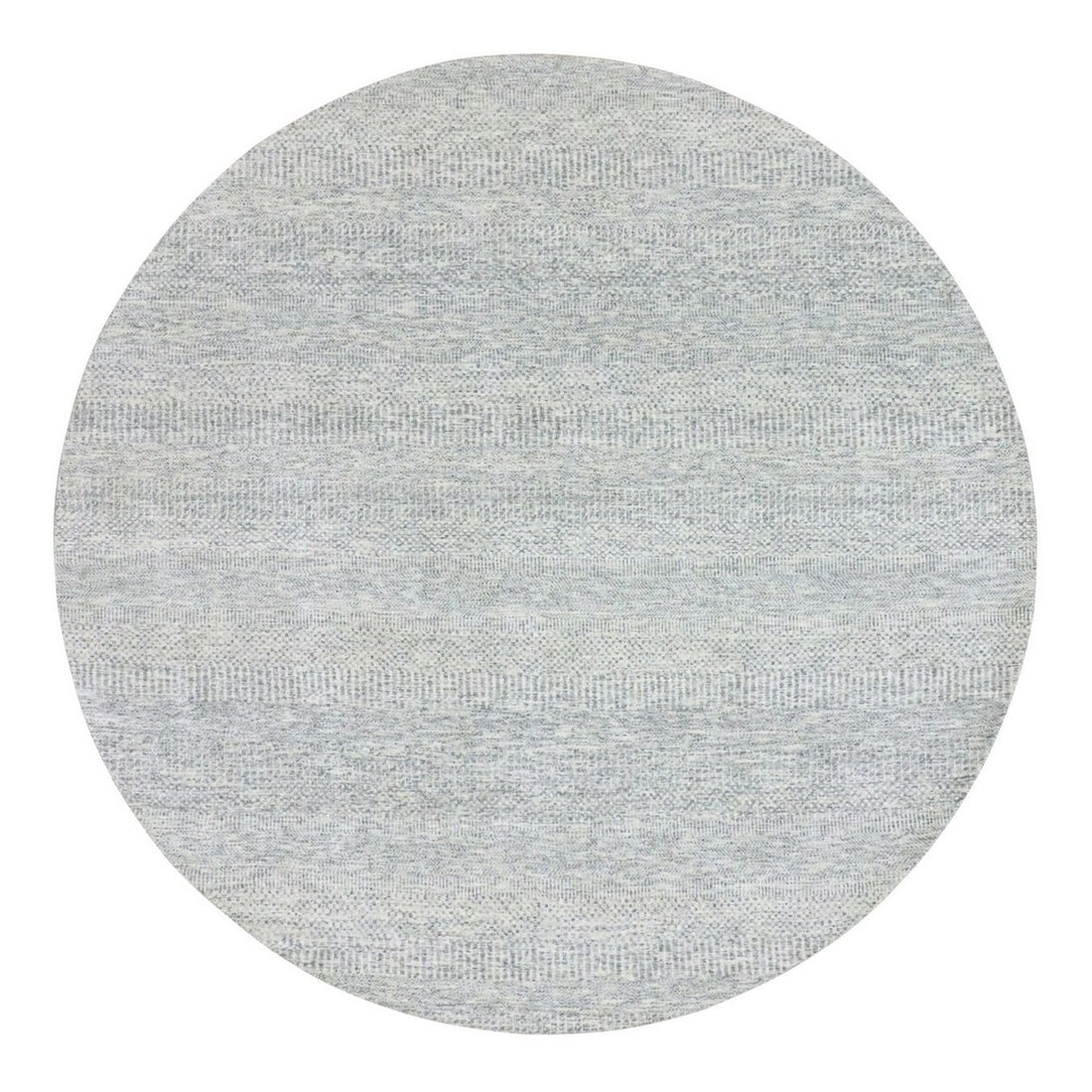 Gray Undyed Pure Wool Grass Design Hand Knotted Round Oriental Rug (1 of 11)
