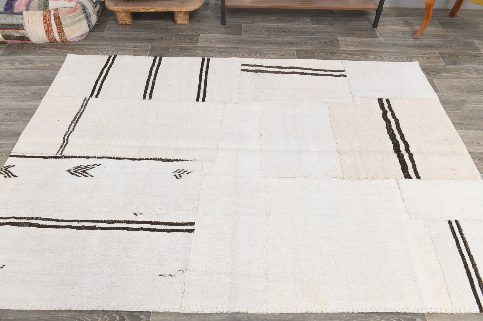 5'8'' x 7'11'' Turkish Hemp Patchwork Rug - 54147 - 3