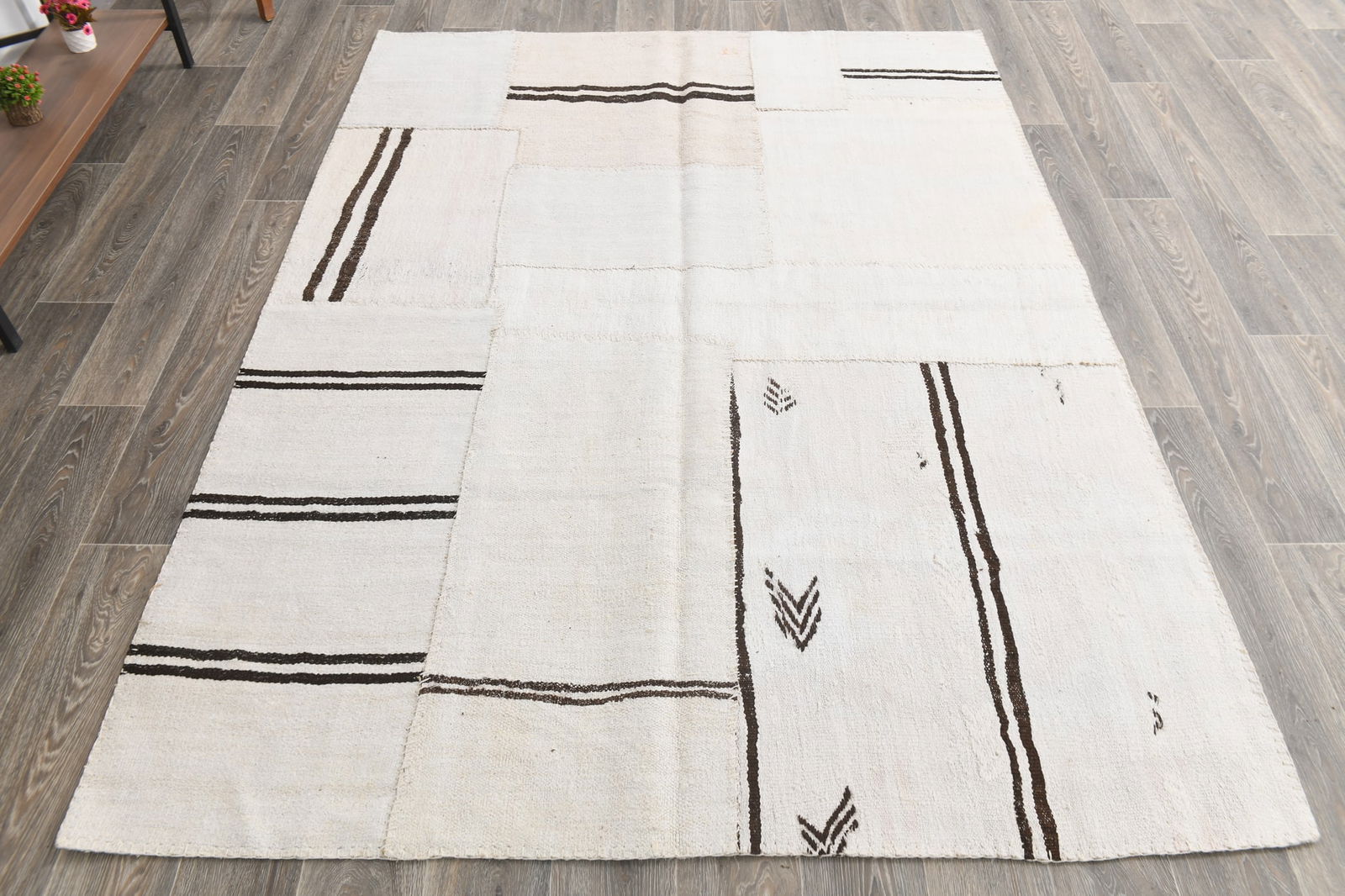 5'8'' x 7'11'' Turkish Hemp Patchwork Rug - 54147 - 5