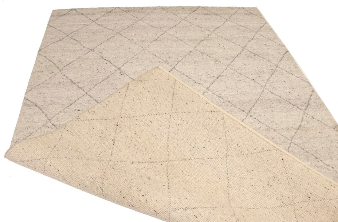 Cream Geometric Modern 6X9 Moroccan Style Oriental Rug - 13