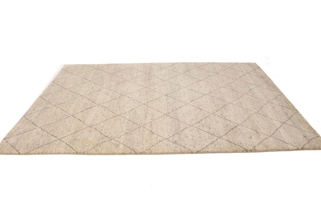 Cream Geometric Modern 6X9 Moroccan Style Oriental Rug - 5