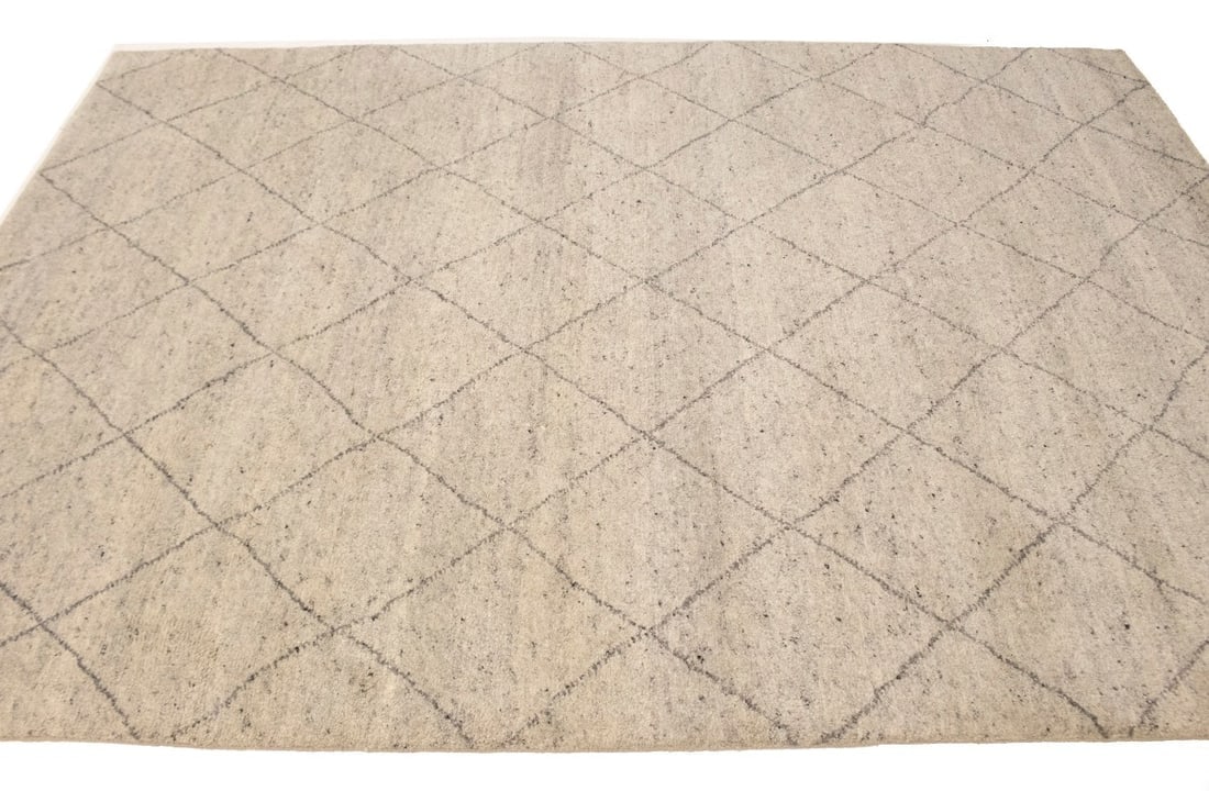 Cream Geometric Modern 6X9 Moroccan Style Oriental Rug - 6