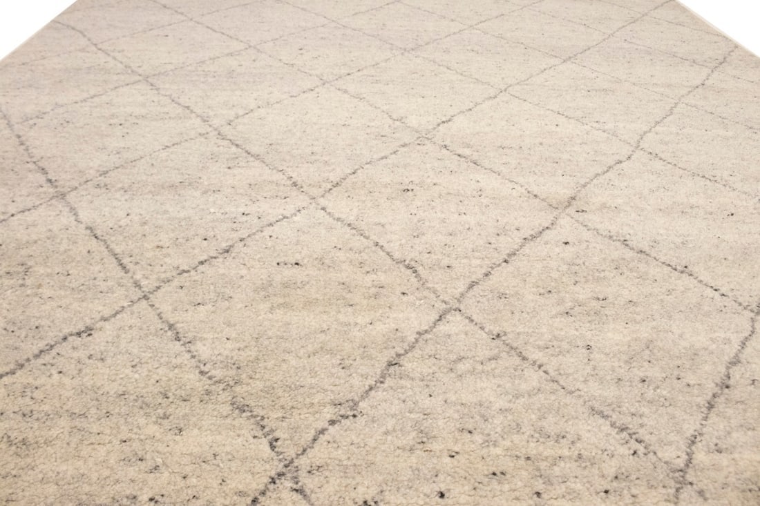 Cream Geometric Modern 6X9 Moroccan Style Oriental Rug - 9