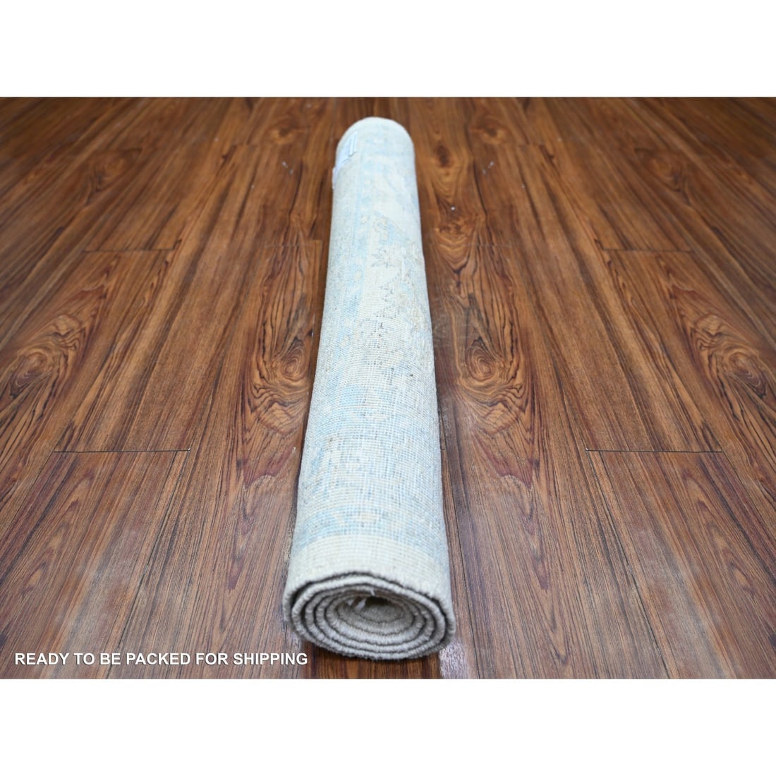 Ivory White Wash Peshawar Soft Wool Hand Knotted Runner Oriental Rug - 4