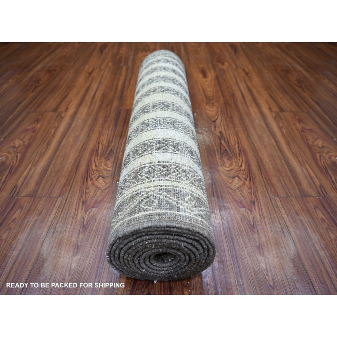 Taupe Brown, Hand Knotted Wool, Fine Peshawar Oriental Rug - 4