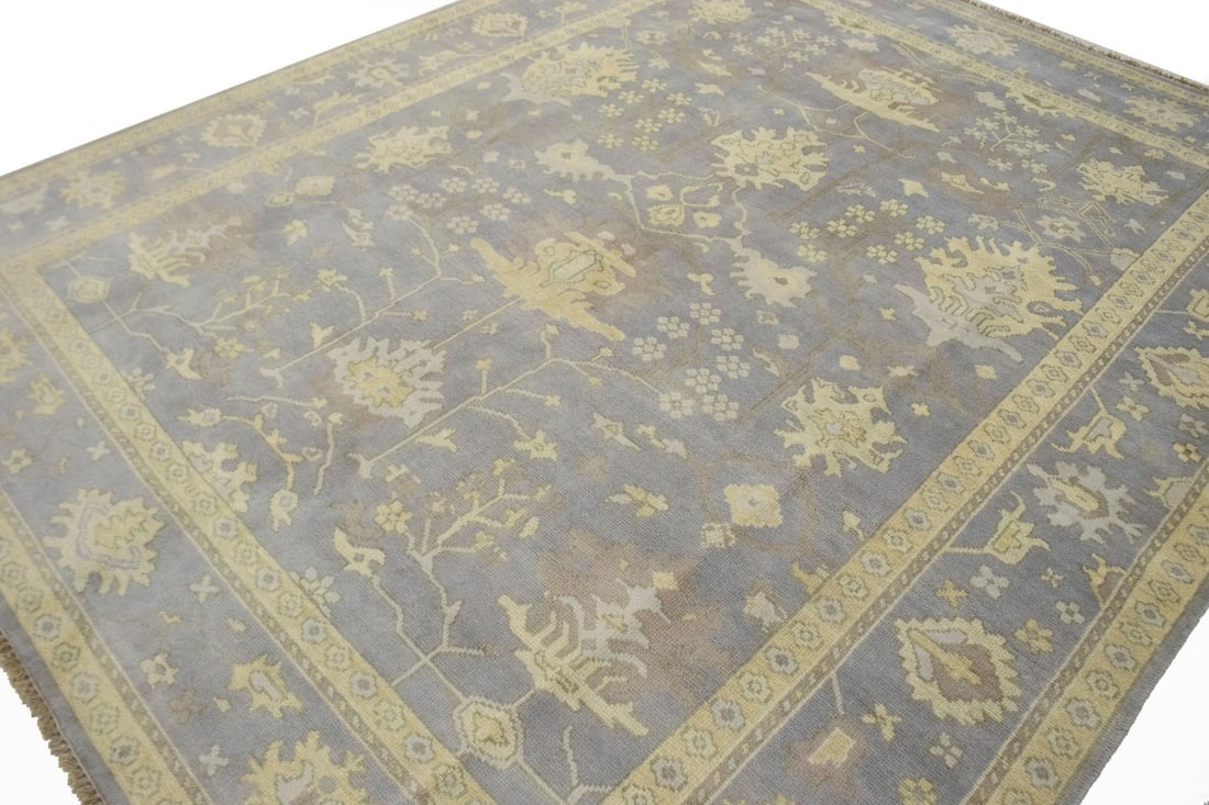 Light Gray Floral 8X10 Oushak Chobi Oriental Rug - 12