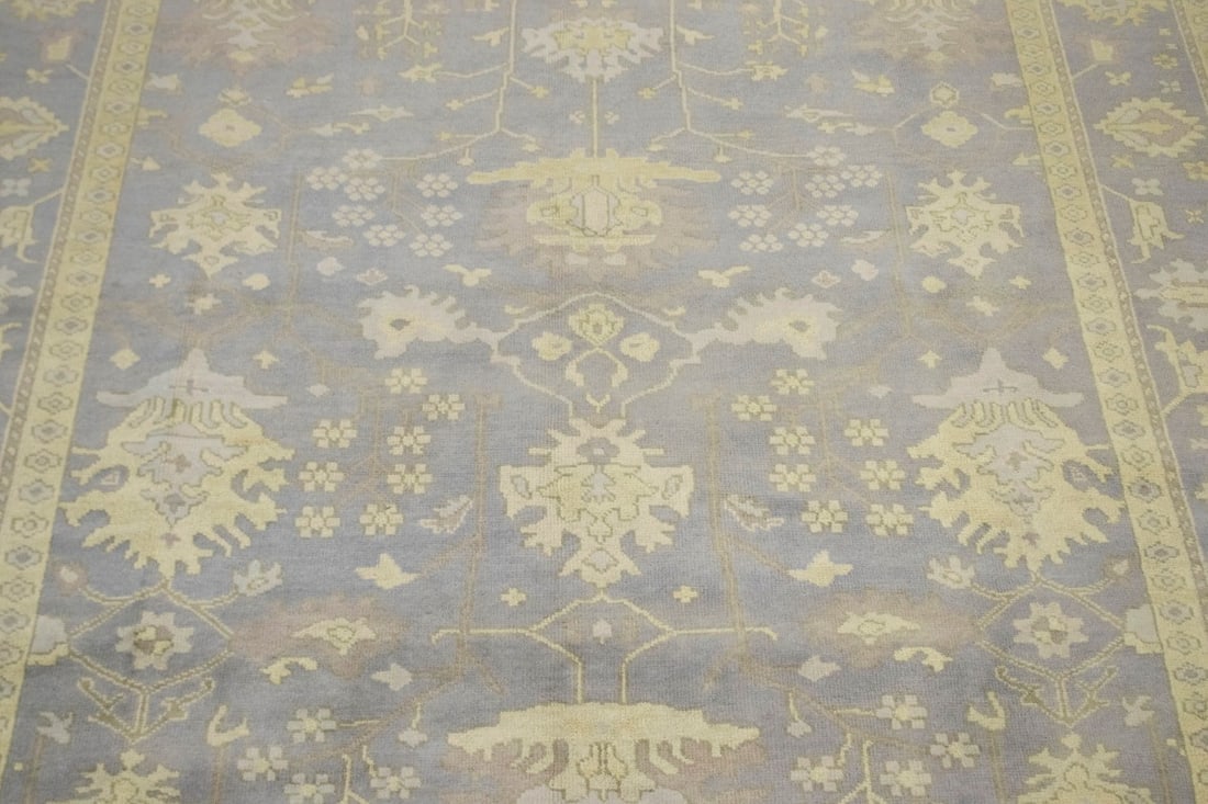 Light Gray Floral 8X10 Oushak Chobi Oriental Rug - 3