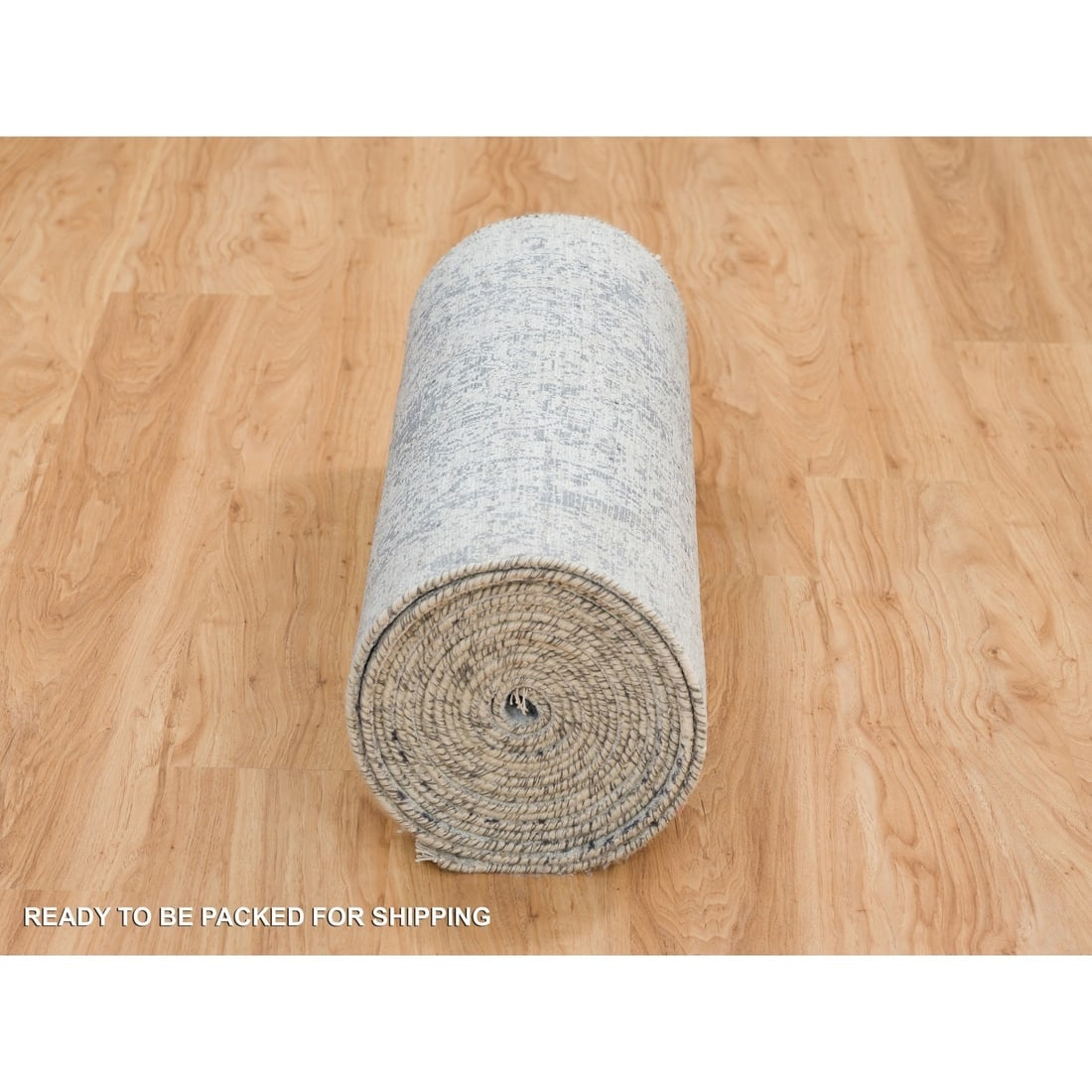 Gray, Wool And Silk Hand Knotted, Broken Persian Design, XL Runner Rug - 6