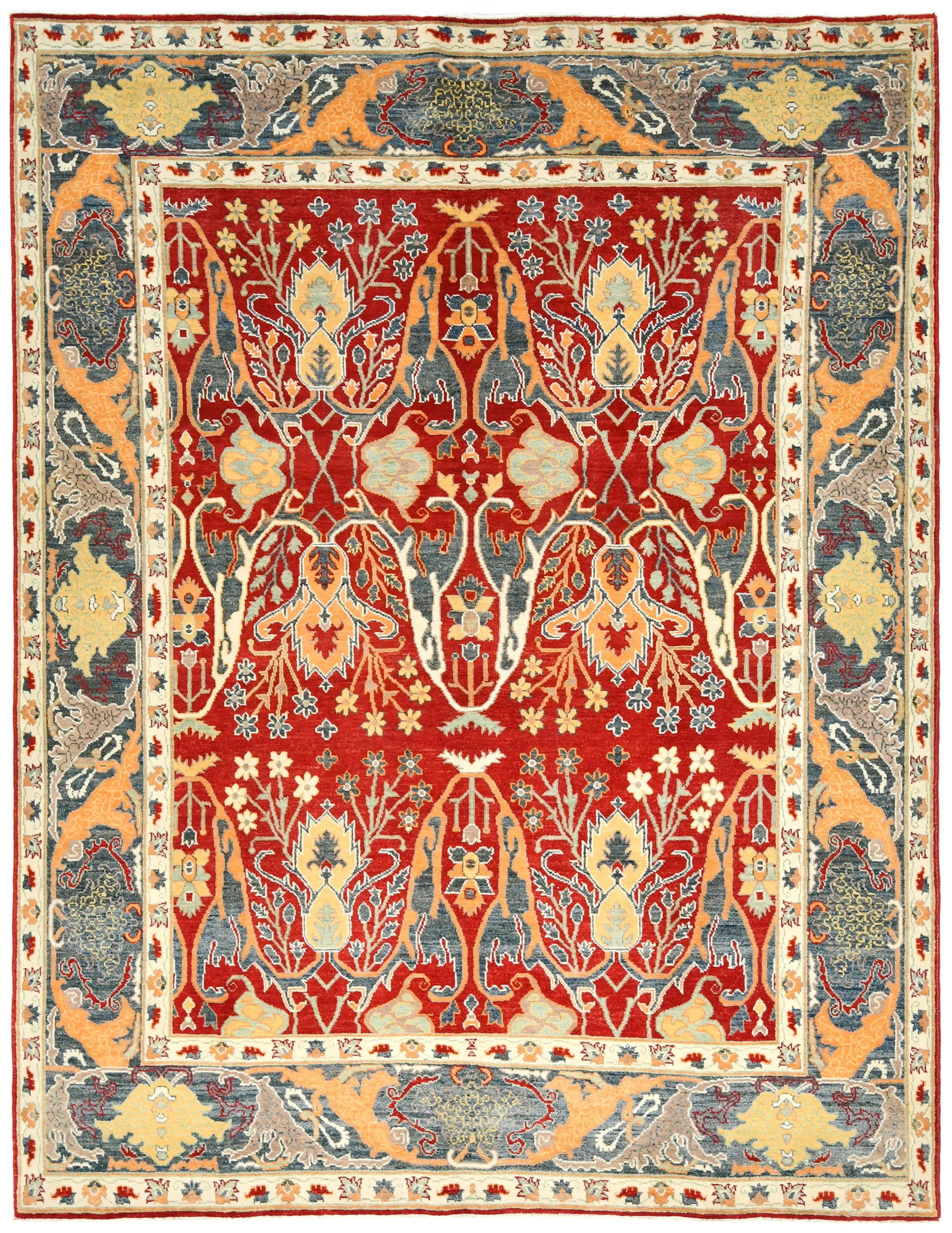 Red Floral 8X10 Oushak Chobi Oriental Rug (1 of 13)