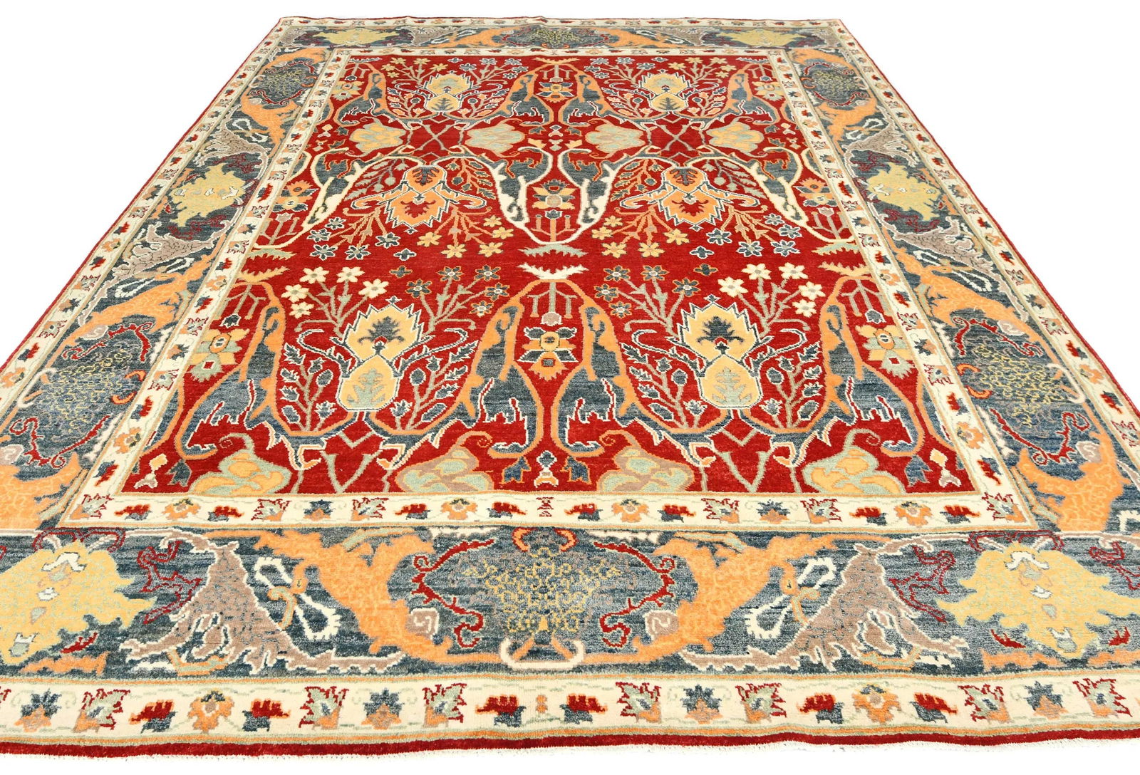 Red Floral 8X10 Oushak Chobi Oriental Rug - 2