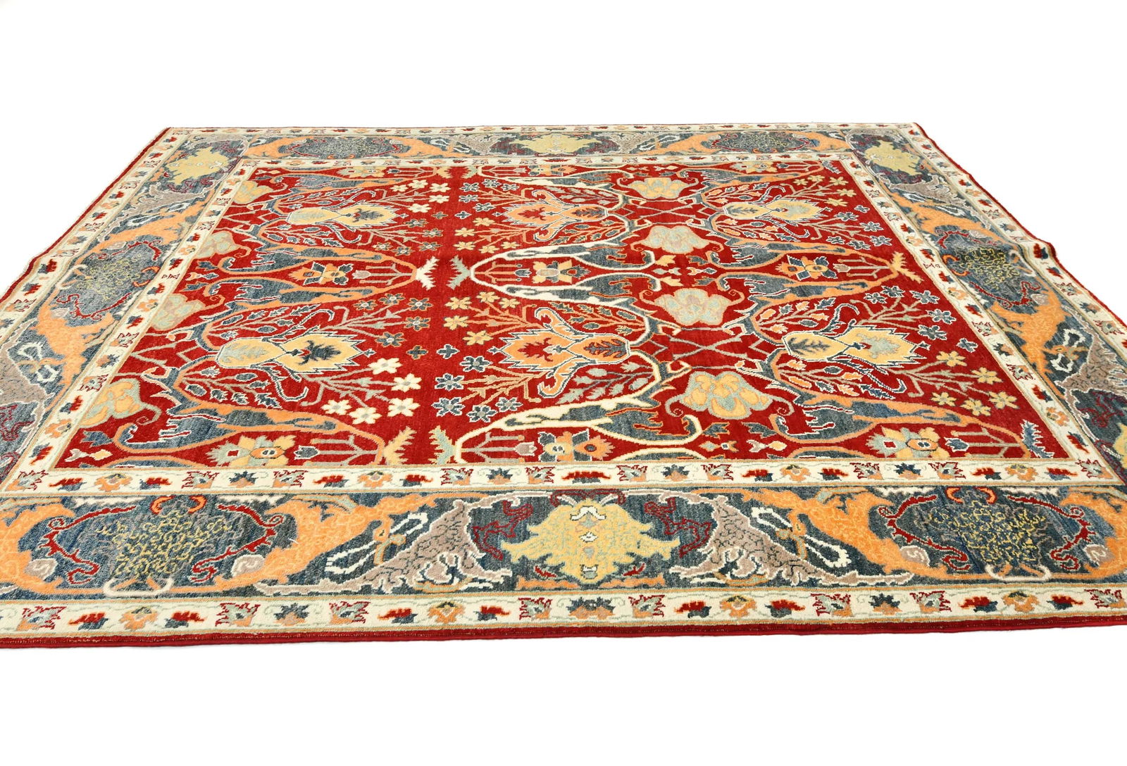 Red Floral 8X10 Oushak Chobi Oriental Rug - 4
