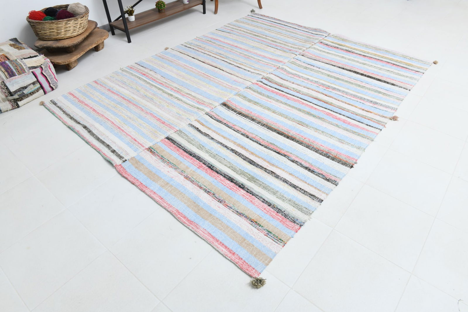 7'2'' x 9'1'' Turkish Flatweave Kilim Rug - 60574 - 7