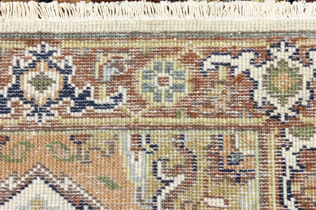 Cream Geometric 3X8 Heriz Serapi Oriental Runner Rug - 15