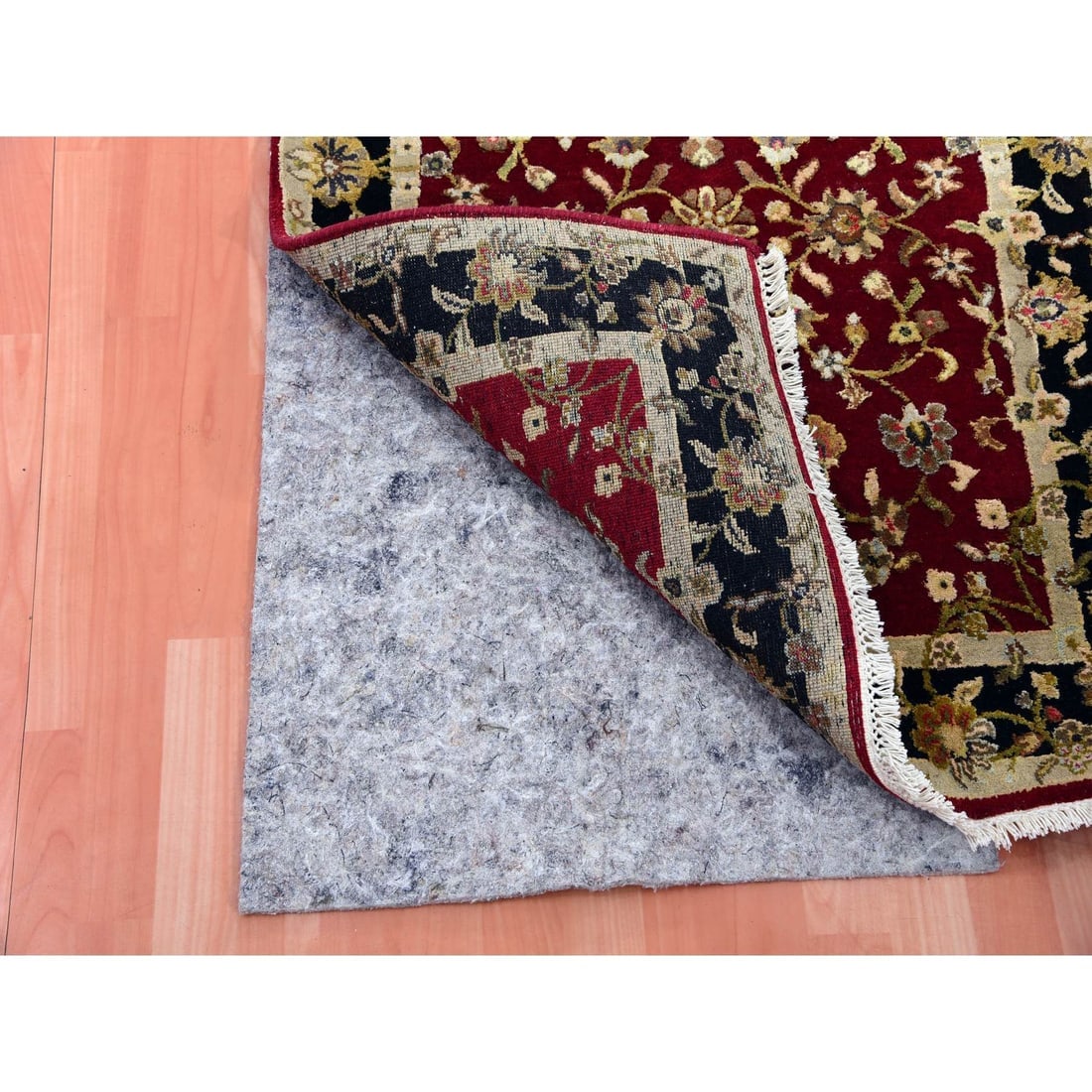 Barn Red Hand Knotted Rajasthan Design Silk Wool Runner Oriental Rug - 3