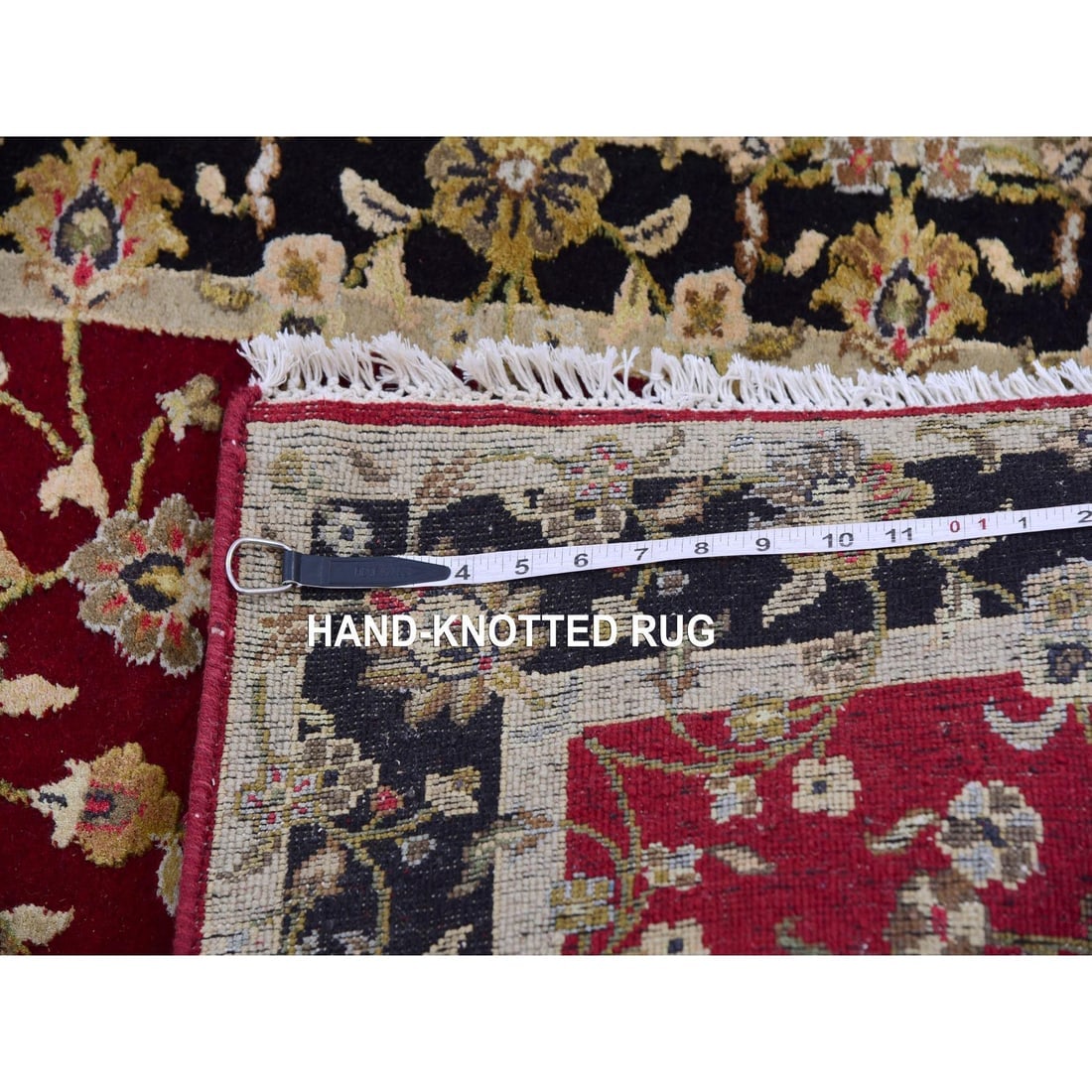 Barn Red Hand Knotted Rajasthan Design Silk Wool Runner Oriental Rug - 7
