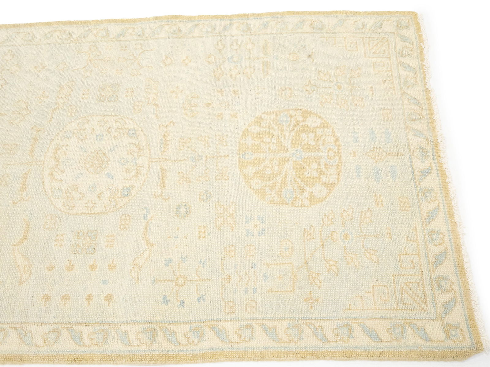 Cream Floral Oushak 3X11'5 Turkish Oriental Runner Rug - 9