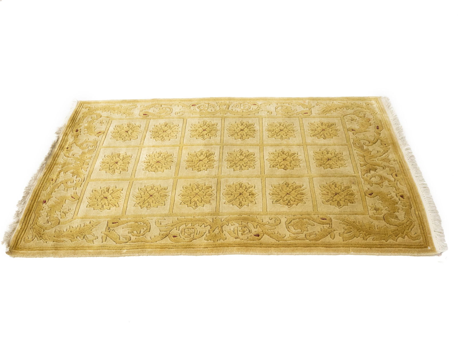 Golden Beige Modern 3X5 Nepali Oriental Rug - 5