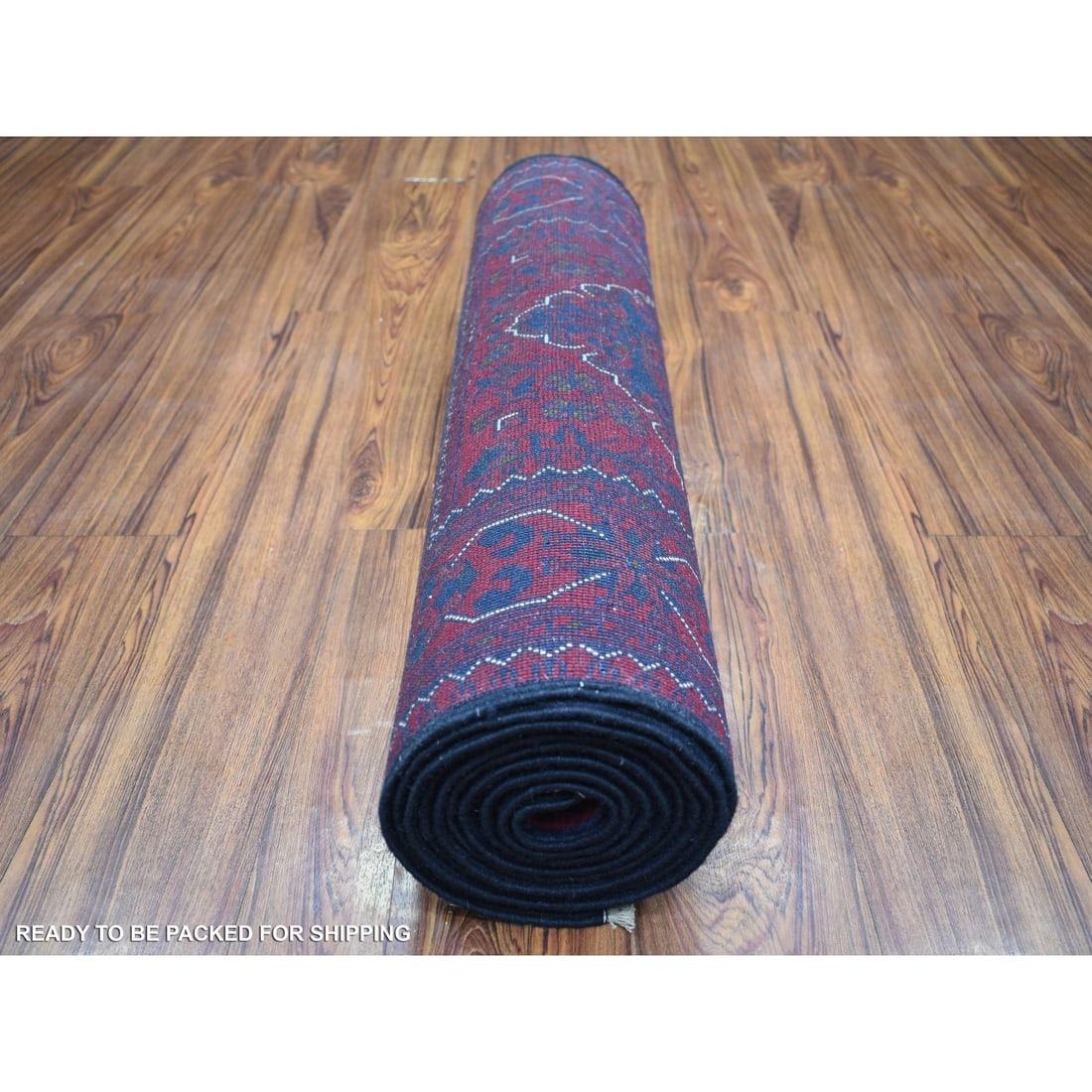 Deep and Saturated Red, Afghan Khamyab Wool Hand Knotted Runner Rug - 4