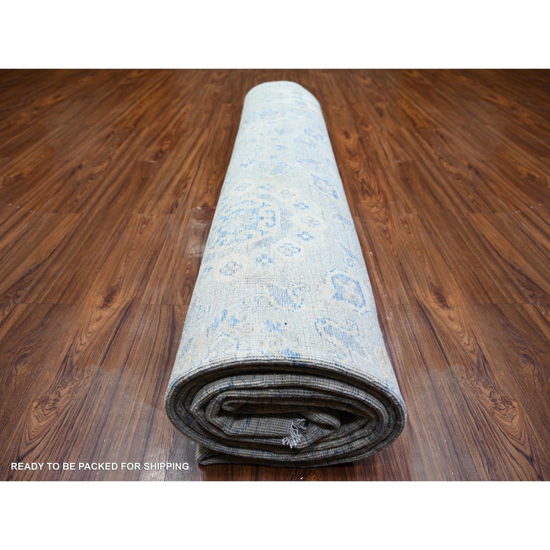 Ivory, White Wash Peshawar Wool Hand Knotted Oversized Oriental Rug - 9