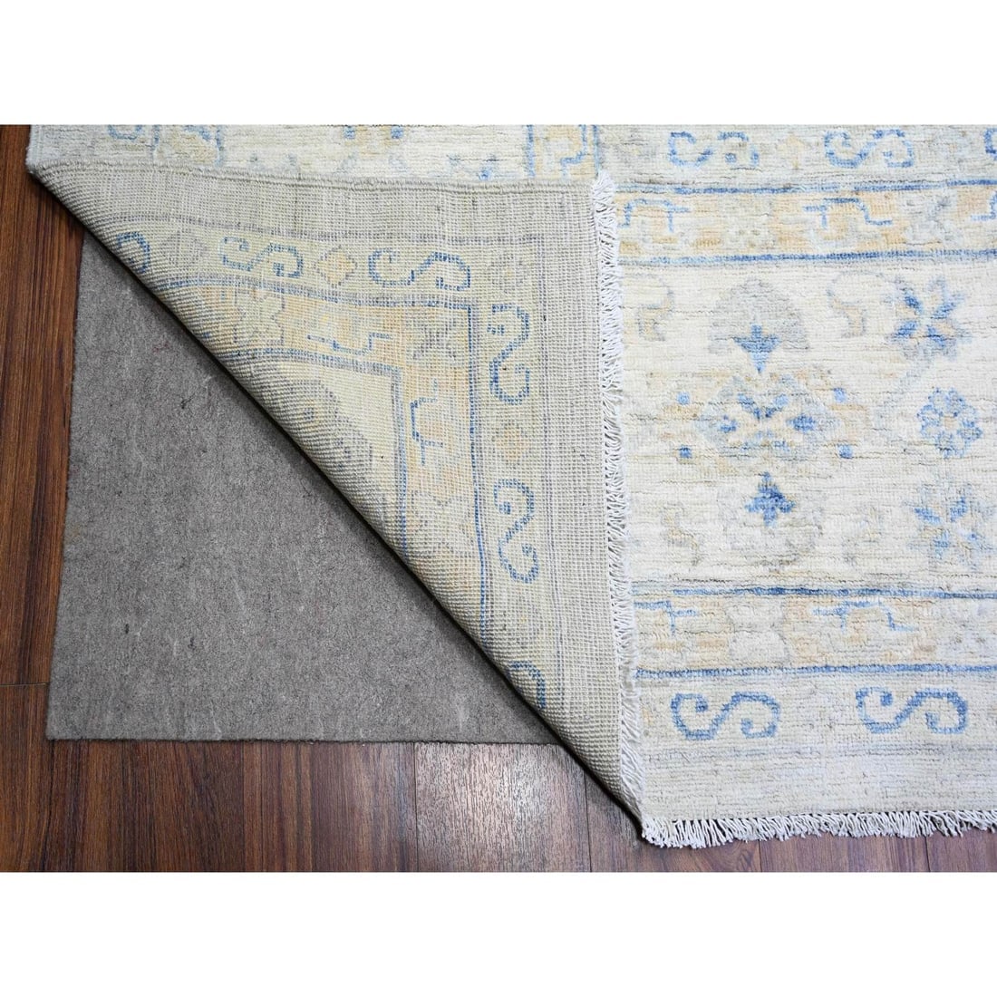 Ivory, White Wash Peshawar Wool Hand Knotted Oversized Oriental Rug - 4