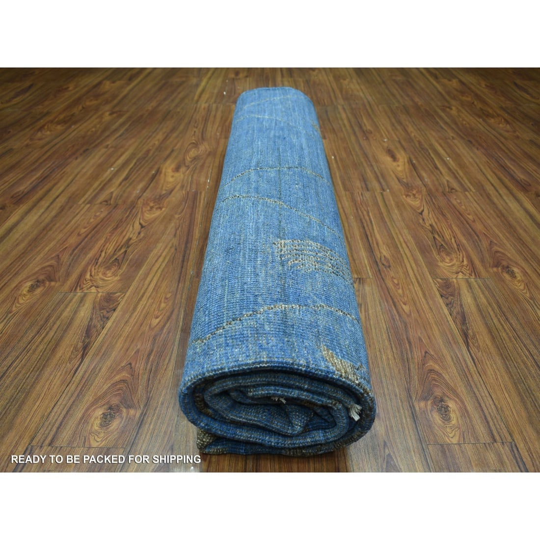Denim Blue Hand Knotted Soft and Shiny Wool Moroccan Berber Rug - 9