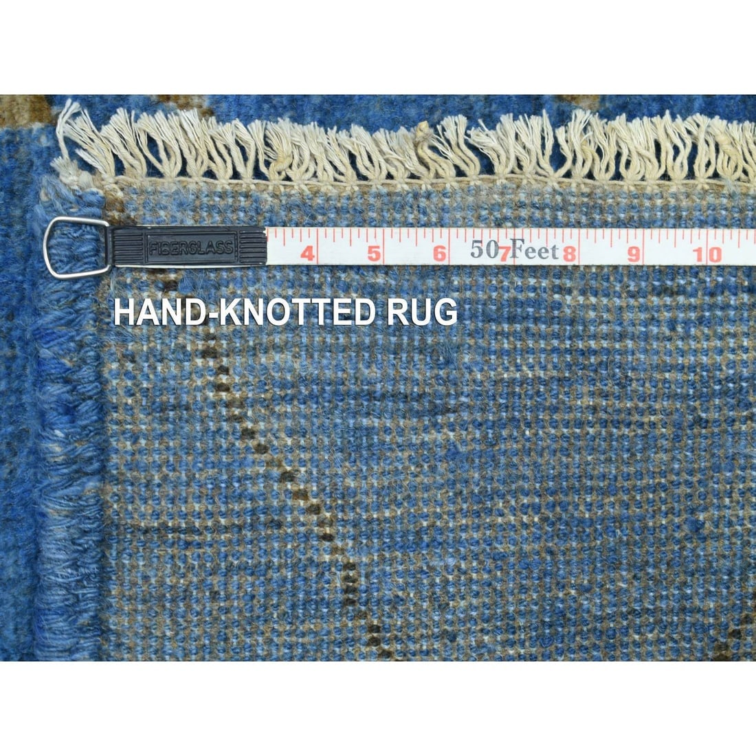 Denim Blue Hand Knotted Soft and Shiny Wool Moroccan Berber Rug - 11