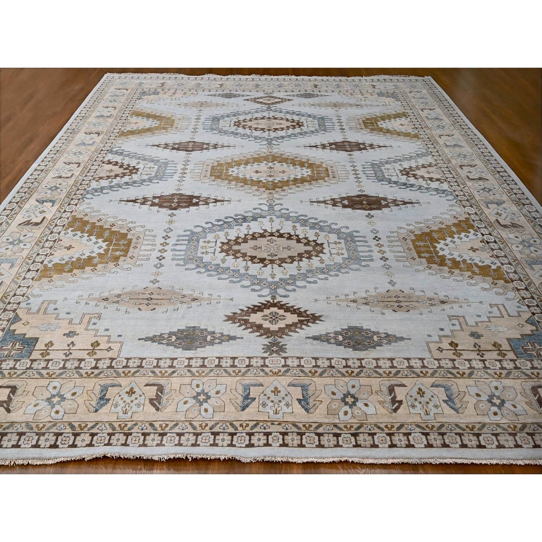 Boothbay Gray Organic Wool Hand Knotted Persian Village Oversized Rug - 2
