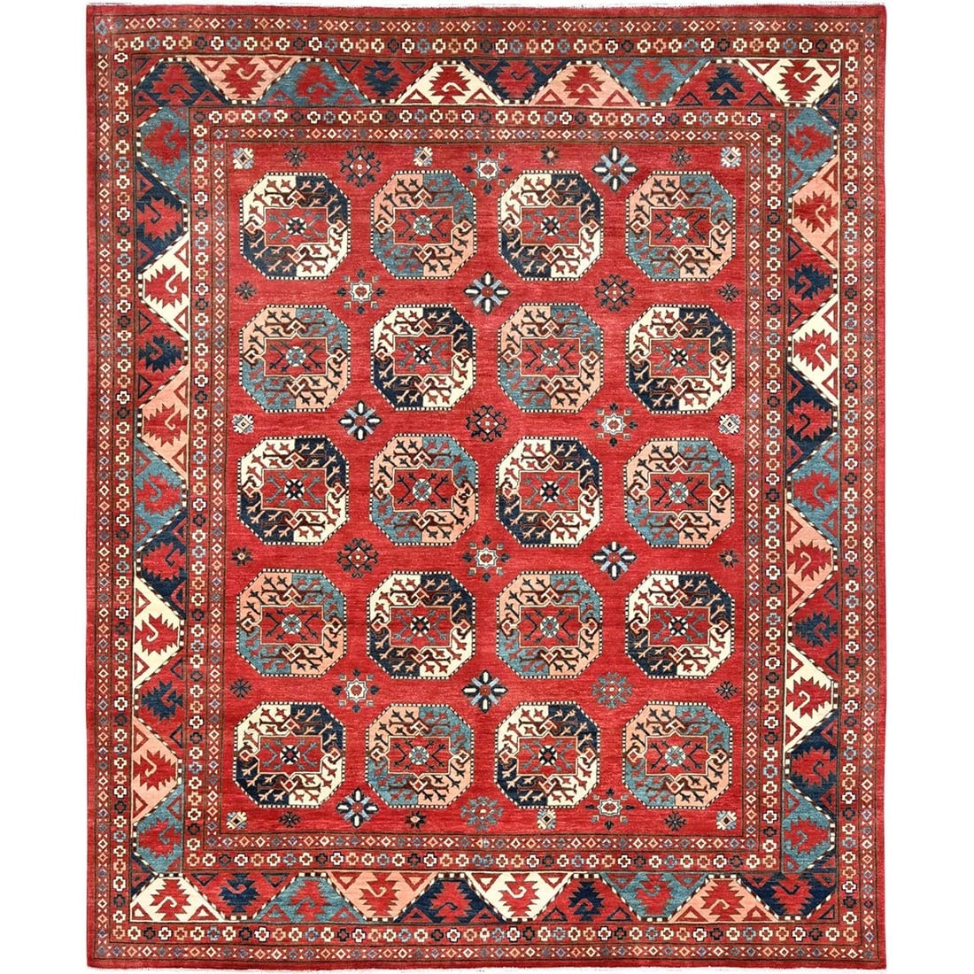 Ajax Red, Hand Knotted, Afghan Special Kazak Pure Wool Rug (1 of 11)