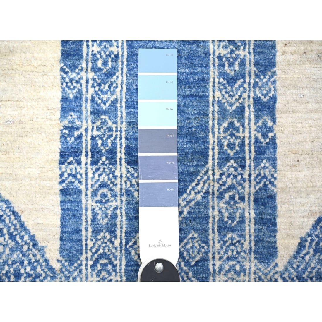 Medium Sapphire, Fine Peshawar Natural Wool Hand Knotted Rug - 3