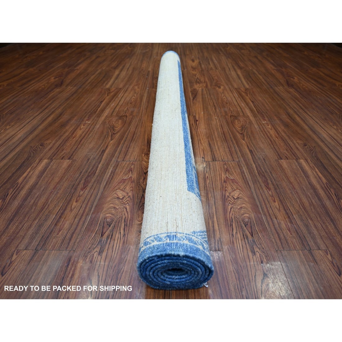 Medium Sapphire, Fine Peshawar Natural Wool Hand Knotted Rug - 4