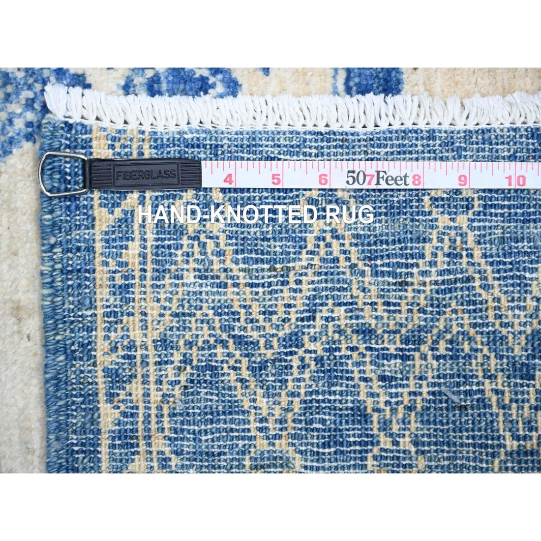 Medium Sapphire, Fine Peshawar Natural Wool Hand Knotted Rug - 6