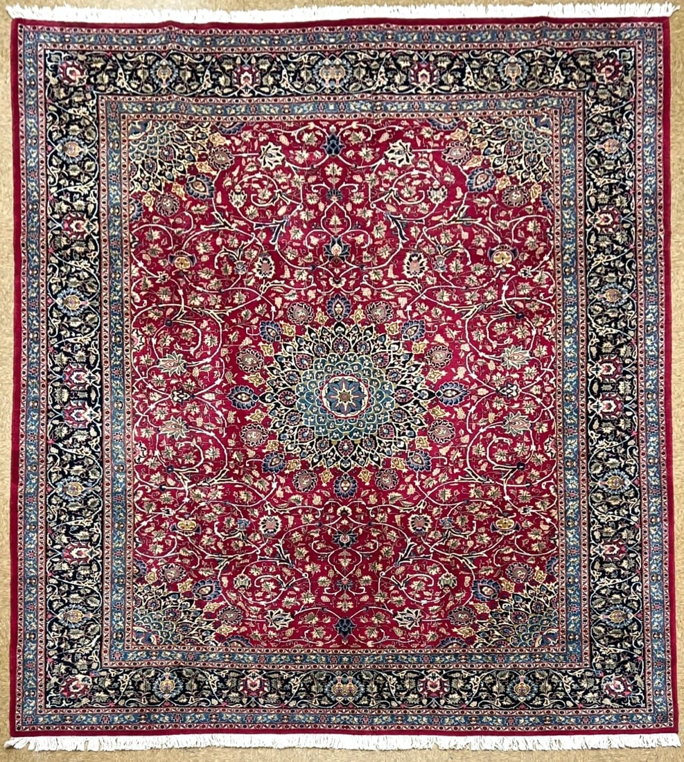Hand Knotted Persian Kashmar Rug Magenta Red Wool 9'10" x 12'9" Area Carpet (1 of 13)