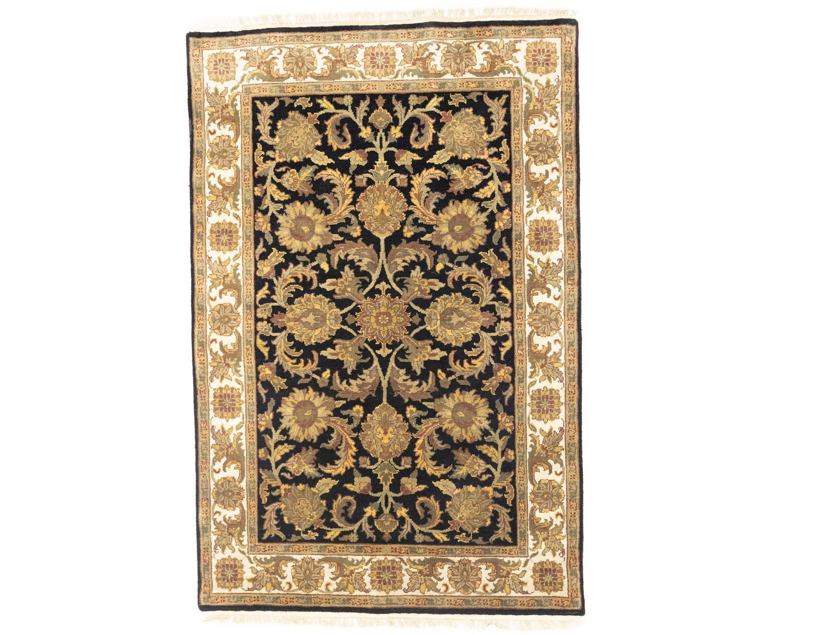 Black Floral Classic 4X6 Agra Jaipur Oriental Rug (1 of 13)