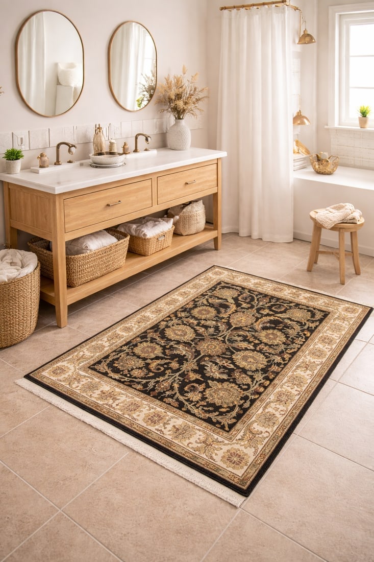 Black Floral Classic 4X6 Agra Jaipur Oriental Rug - 2