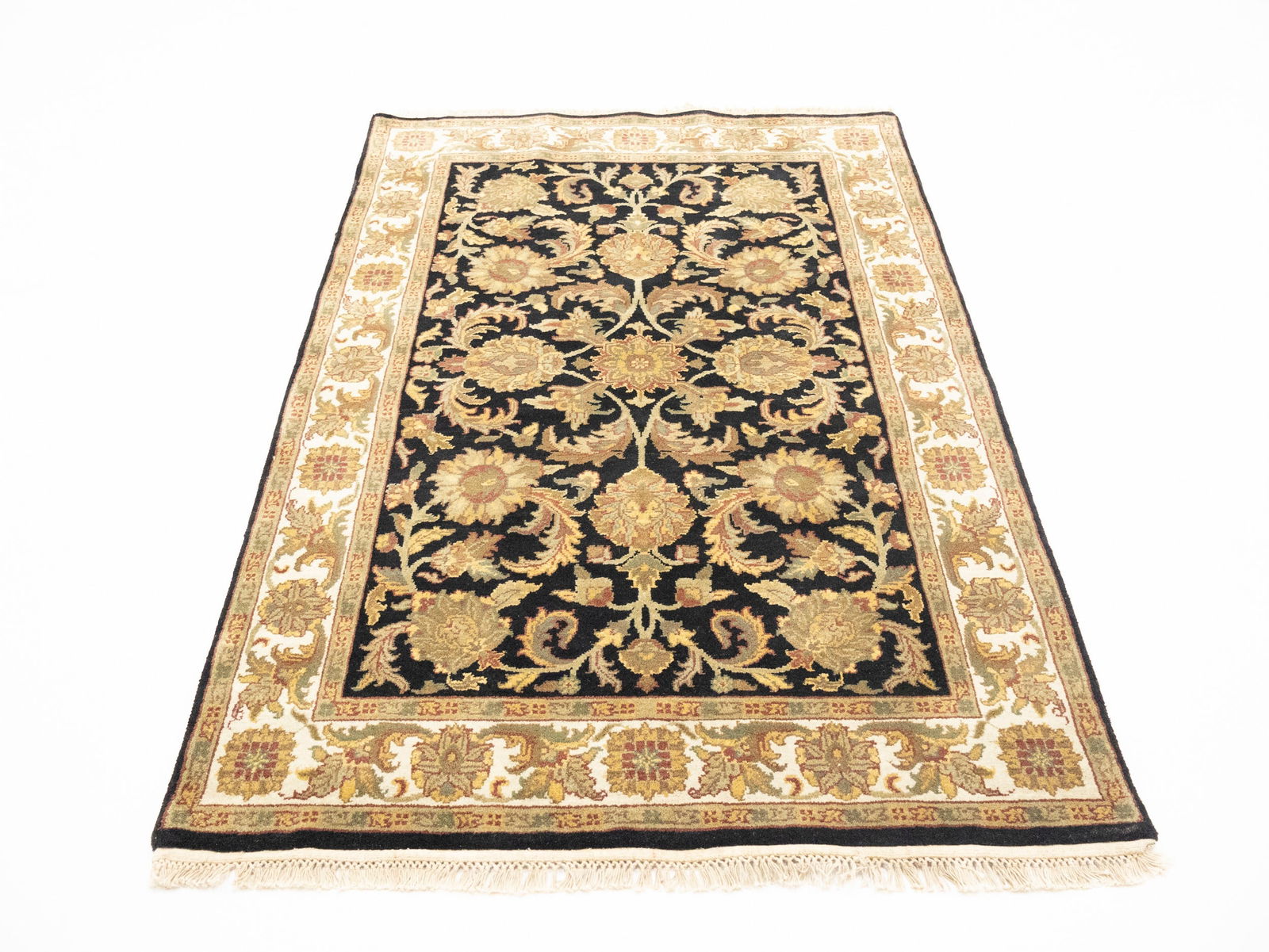 Black Floral Classic 4X6 Agra Jaipur Oriental Rug - 3
